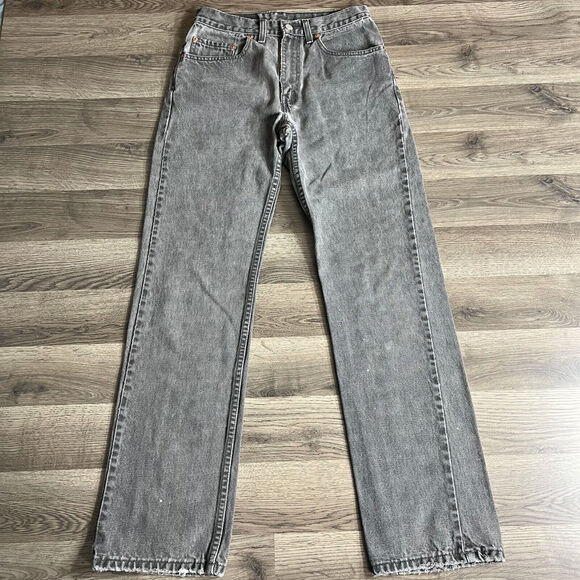 VTG Levi's 505 Jeans Mens 29x32 Black Denim Distressed 1990s Grunge Straight Leg - Picture 1 of 15